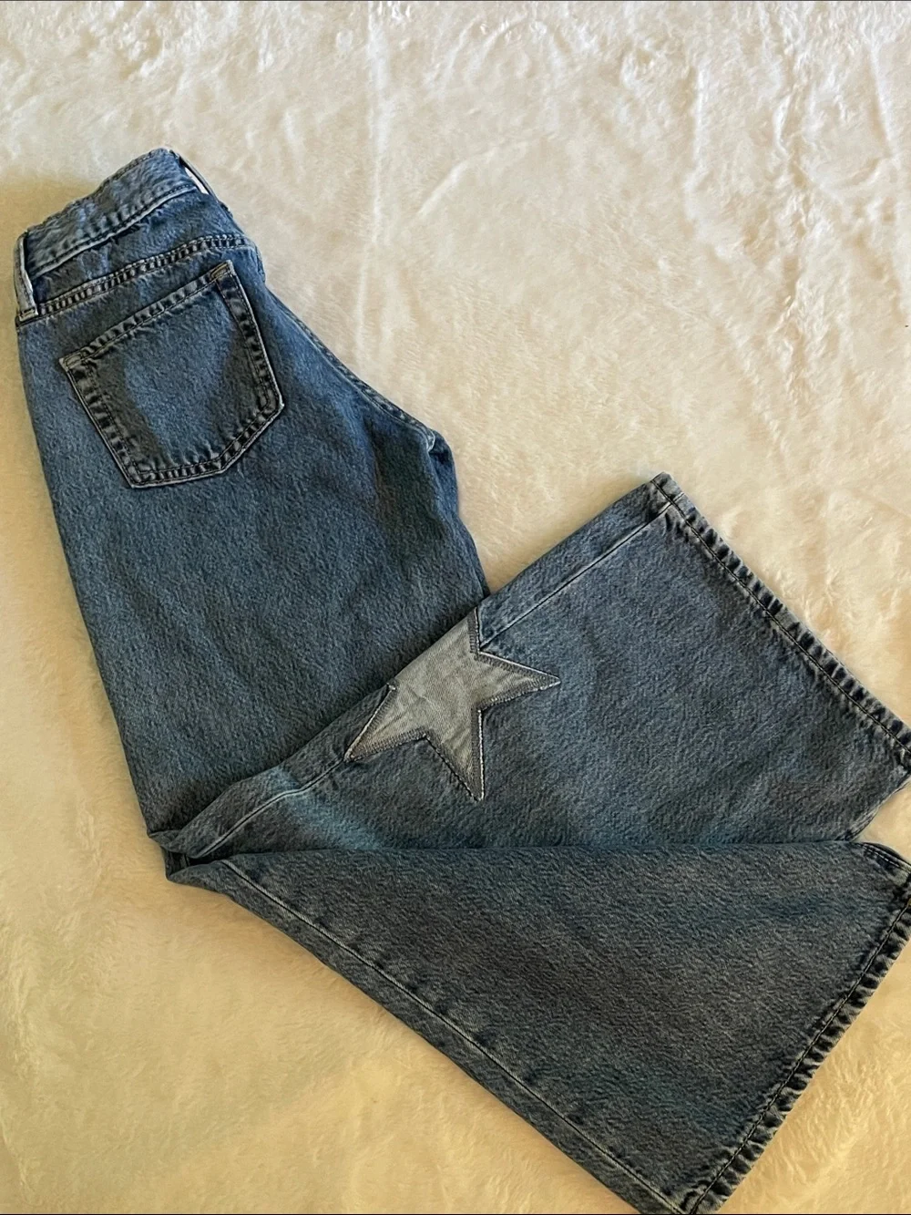 Old Navy Girls Blue Relaxed Wide-Leg Jeans with Star Accents  SZ 10